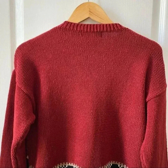 Vintage  Cleo Cardigan Animal Embroidered Grandma Sweater Red Blue Size Medium - Picture 11 of 16